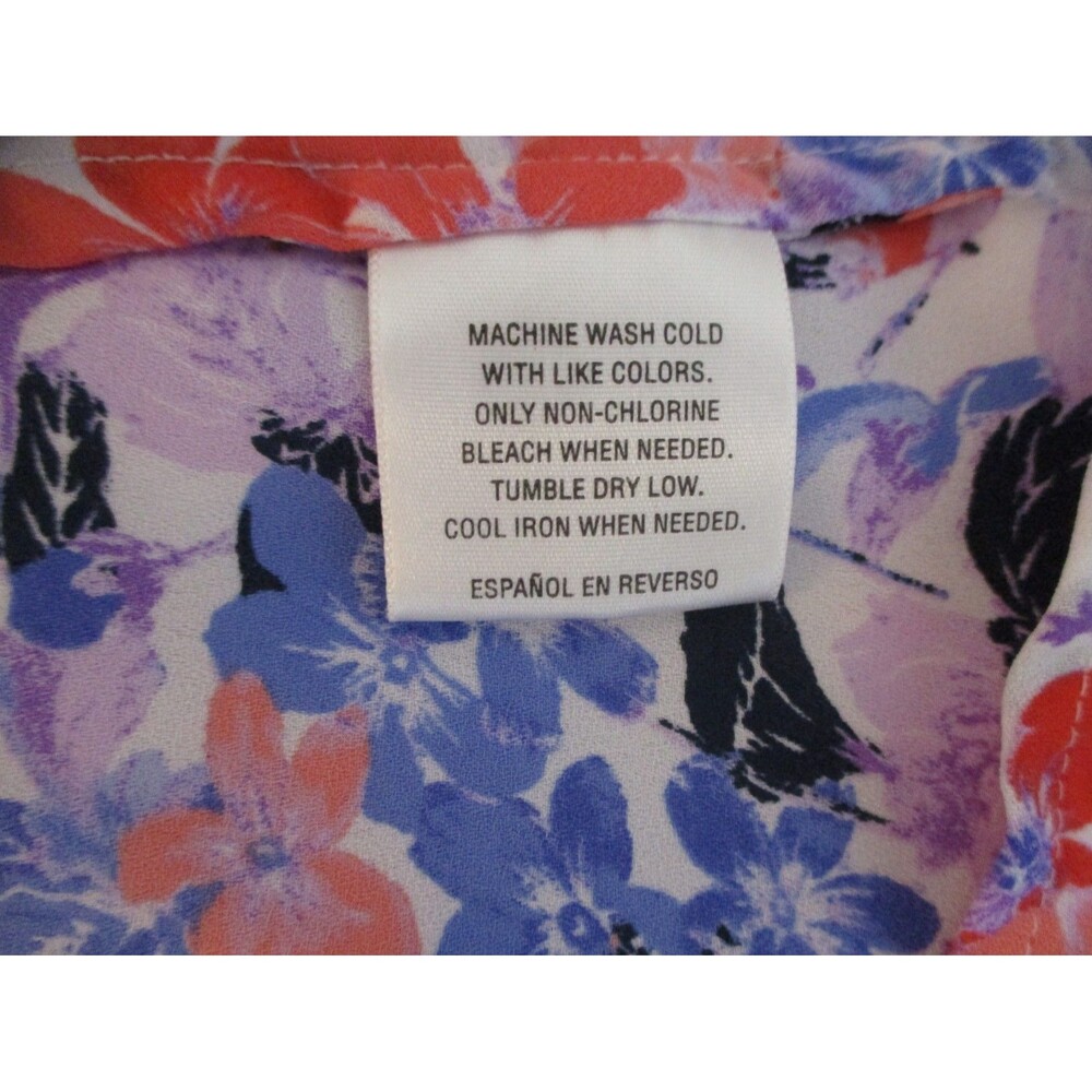 Charter Club Top Women's Size M Multicolored Floral Long Sleeve Round Neck - Picture 4 of 5